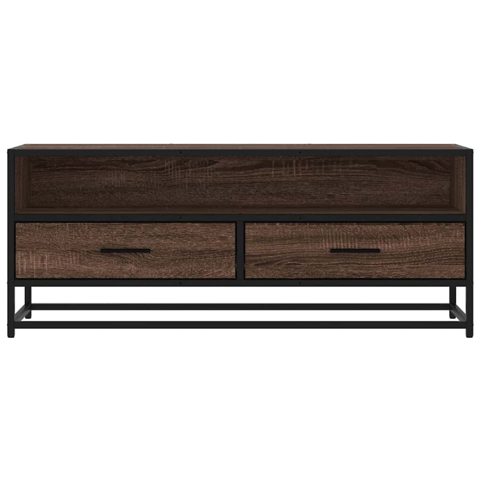 Mueble TV metal y madera ingeniería marrón roble 100x34,5x40