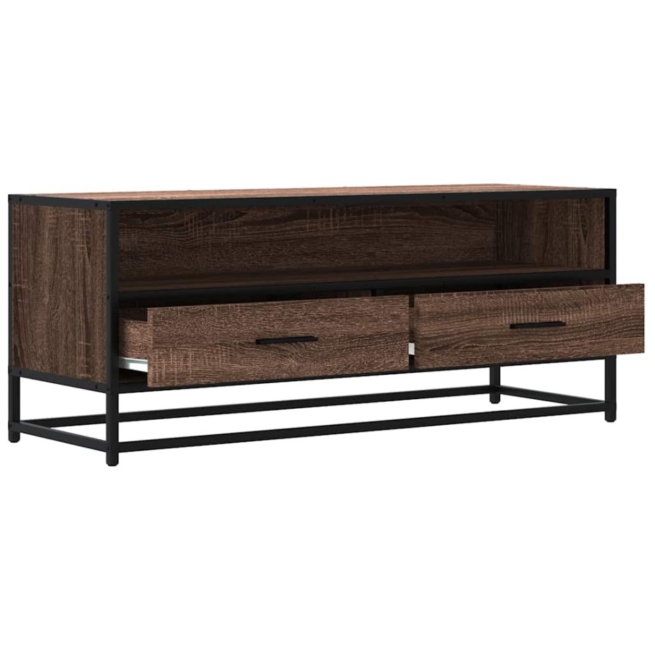 Mueble TV metal y madera ingeniería marrón roble 100x34,5x40