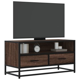 Mueble TV metal y madera ingeniería marrón roble 80x34,5x40