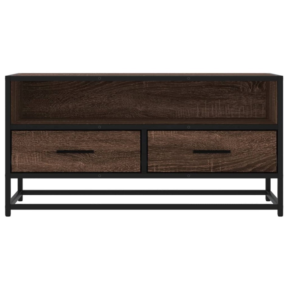 Mueble TV metal y madera ingeniería marrón roble 80x34,5x40