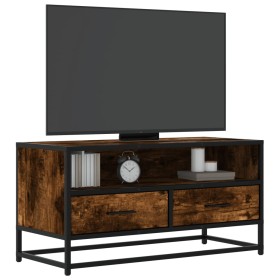 Mueble TV metal y madera ingeniería roble humo 80x34,5x40