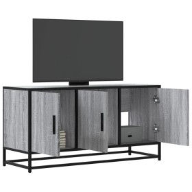 Mueble TV madera ingeniería y metal gris Sonoma 100x35x50