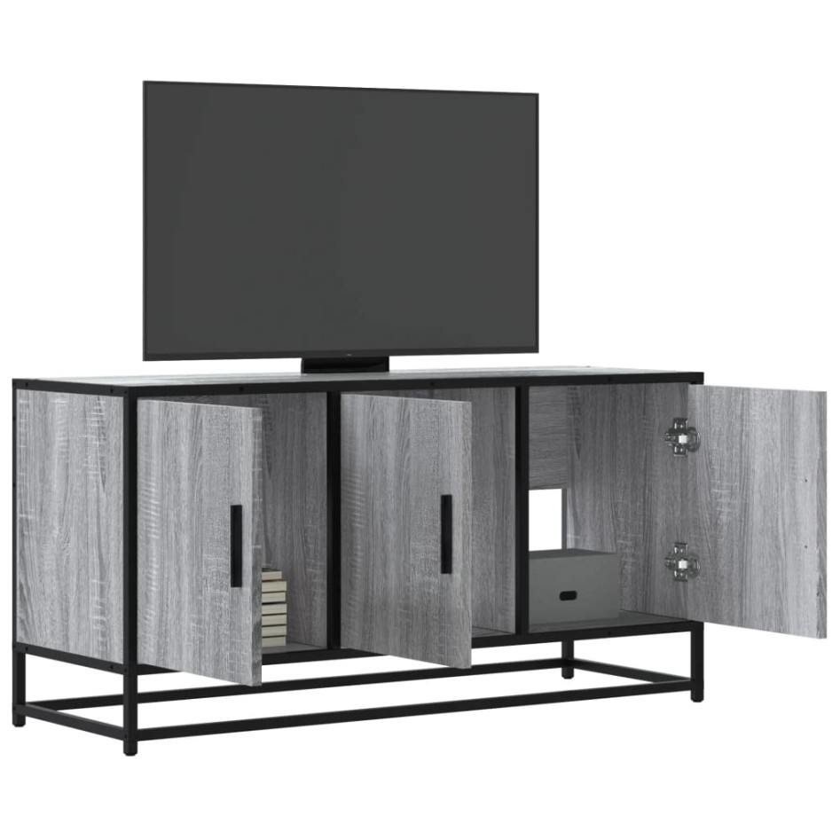 Mueble TV madera ingeniería y metal gris Sonoma 100x35x50