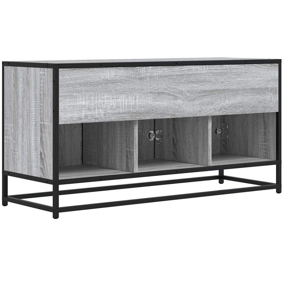 Mueble TV madera ingeniería y metal gris Sonoma 100x35x50