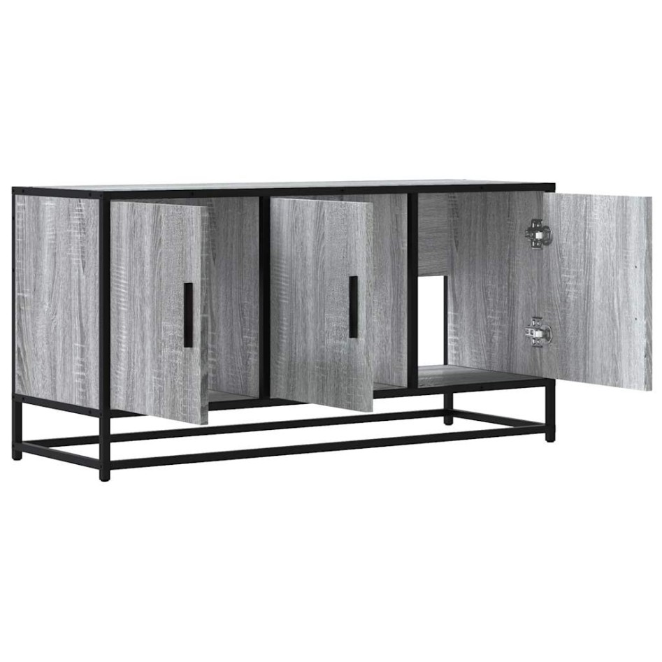 Mueble TV madera ingeniería y metal gris Sonoma 100x35x50