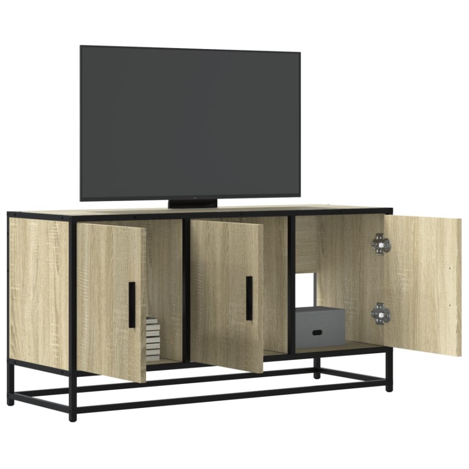 Mueble TV madera ingeniería y metal roble Sonoma 100x35x50