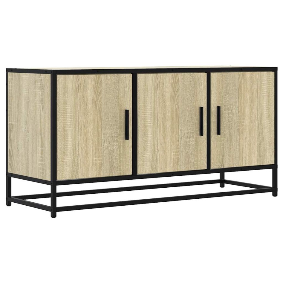 Mueble TV madera ingeniería y metal roble Sonoma 100x35x50
