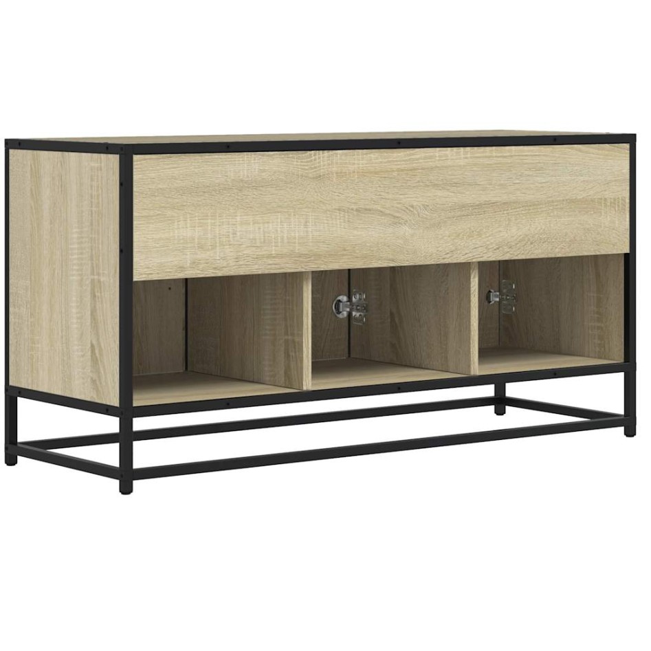 Mueble TV madera ingeniería y metal roble Sonoma 100x35x50