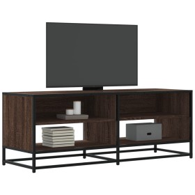 Mueble TV metal y madera ingeniería marrón roble 120,5x40x46