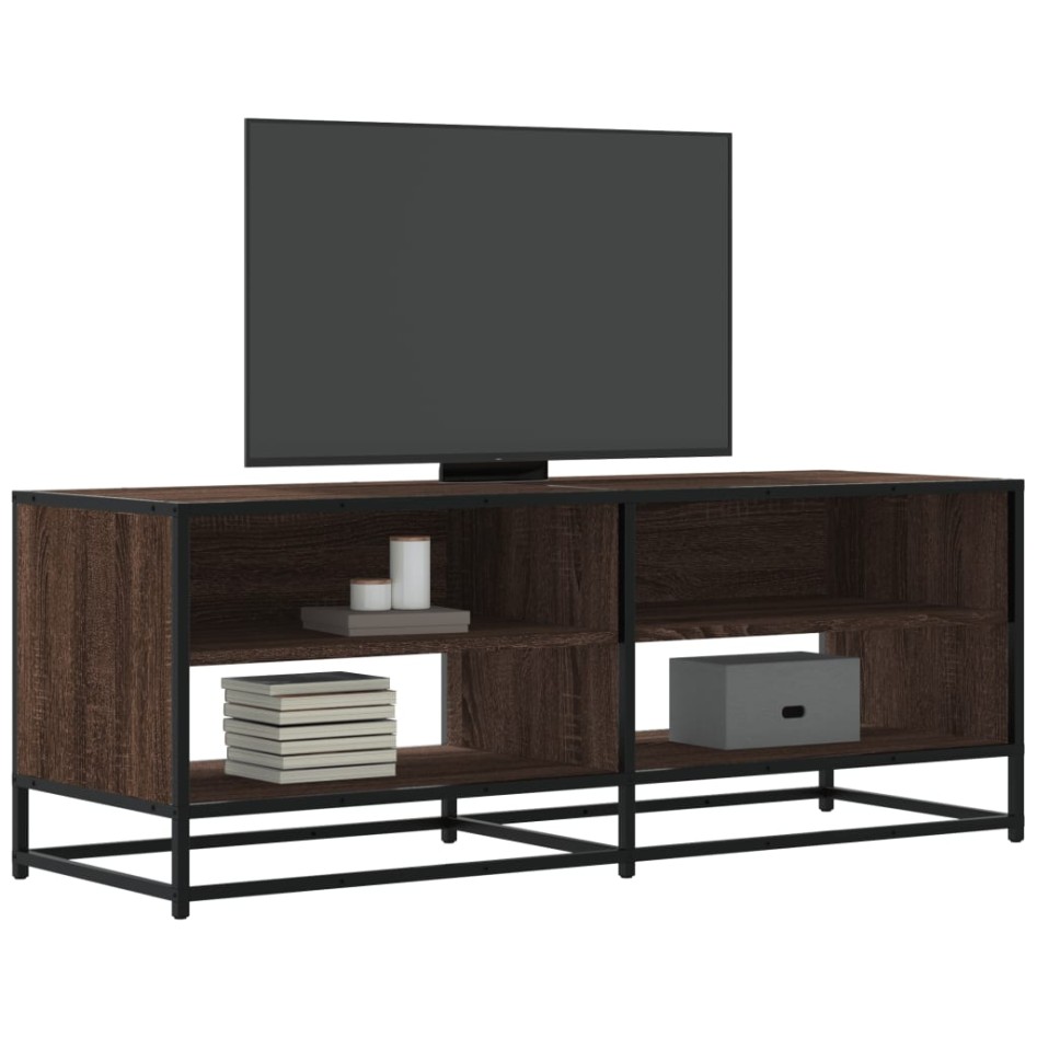 Mueble TV metal y madera ingeniería marrón roble 120,5x40x46