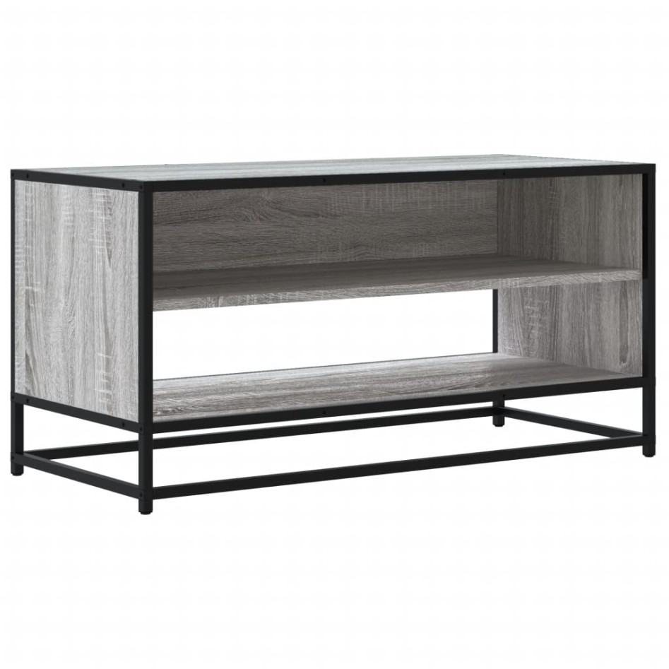Mueble TV madera ingeniería y metal roble ahumado 91x40x46