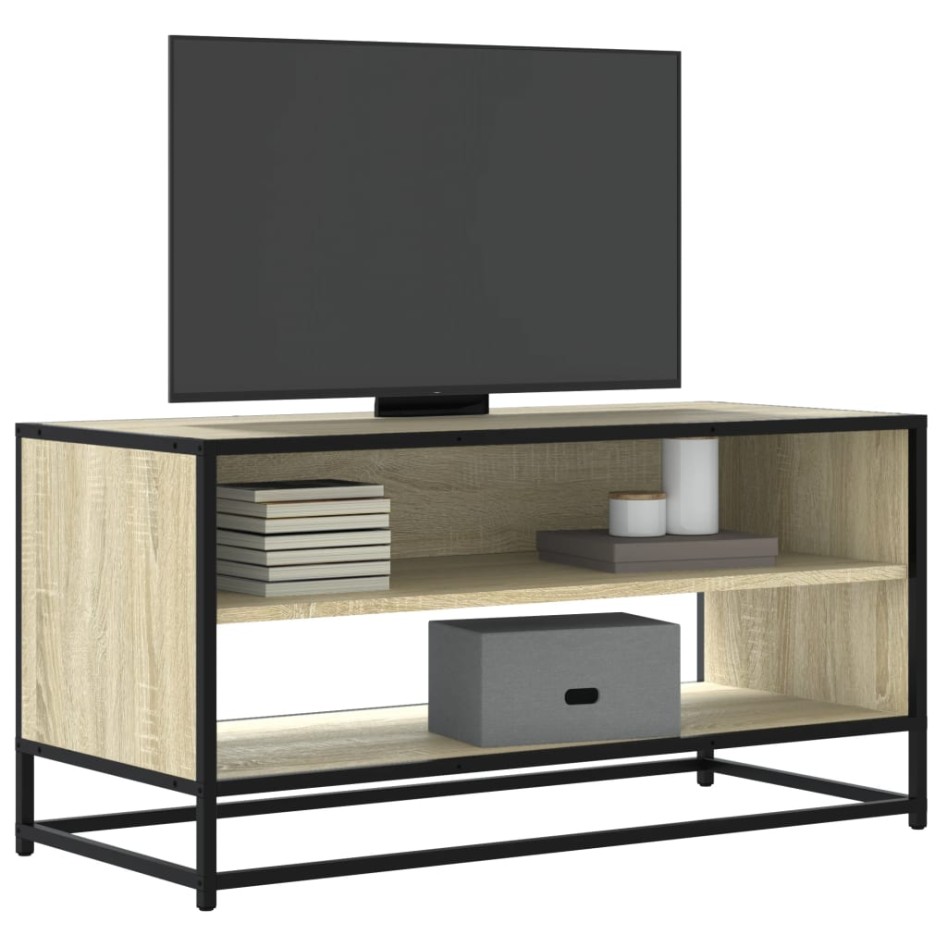 Mueble TV metal y madera ingeniería roble Sonoma 91x40x46