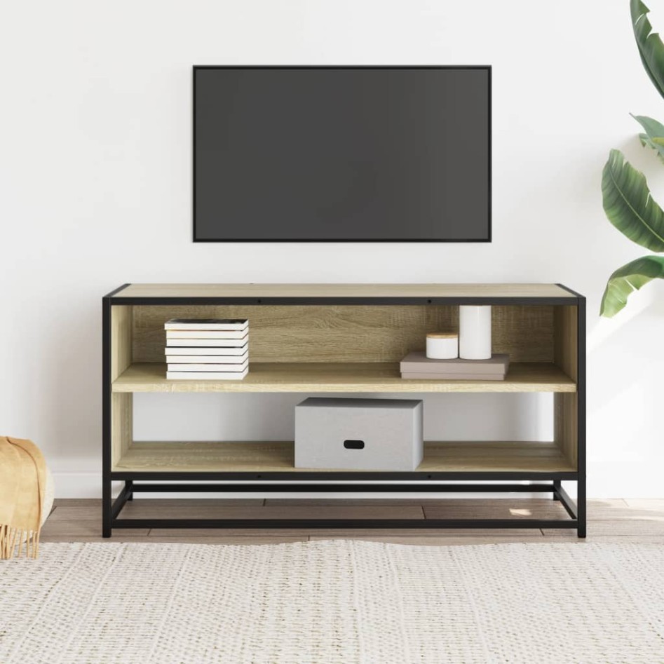 Mueble TV metal y madera ingeniería roble Sonoma 91x40x46
