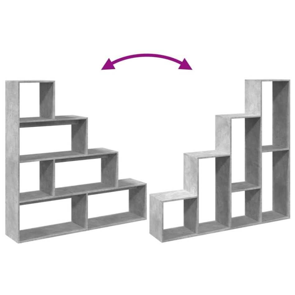 Librería divisora 4 niveles madera gris 143,5x29x143,5