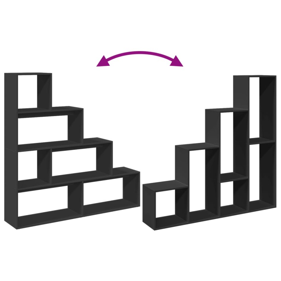 Librería divisora 4 niveles madera negra 143,5x29x143,5