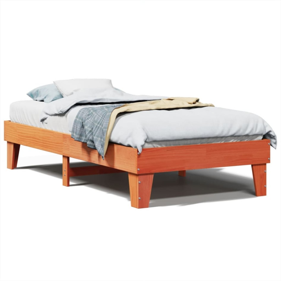 Estructura de cama sin colchón madera de pino marrón 90x200