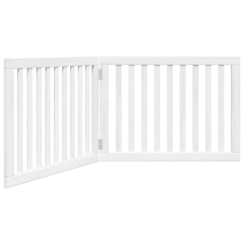 Puerta para perros plegable 2 paneles madera álamo blanca