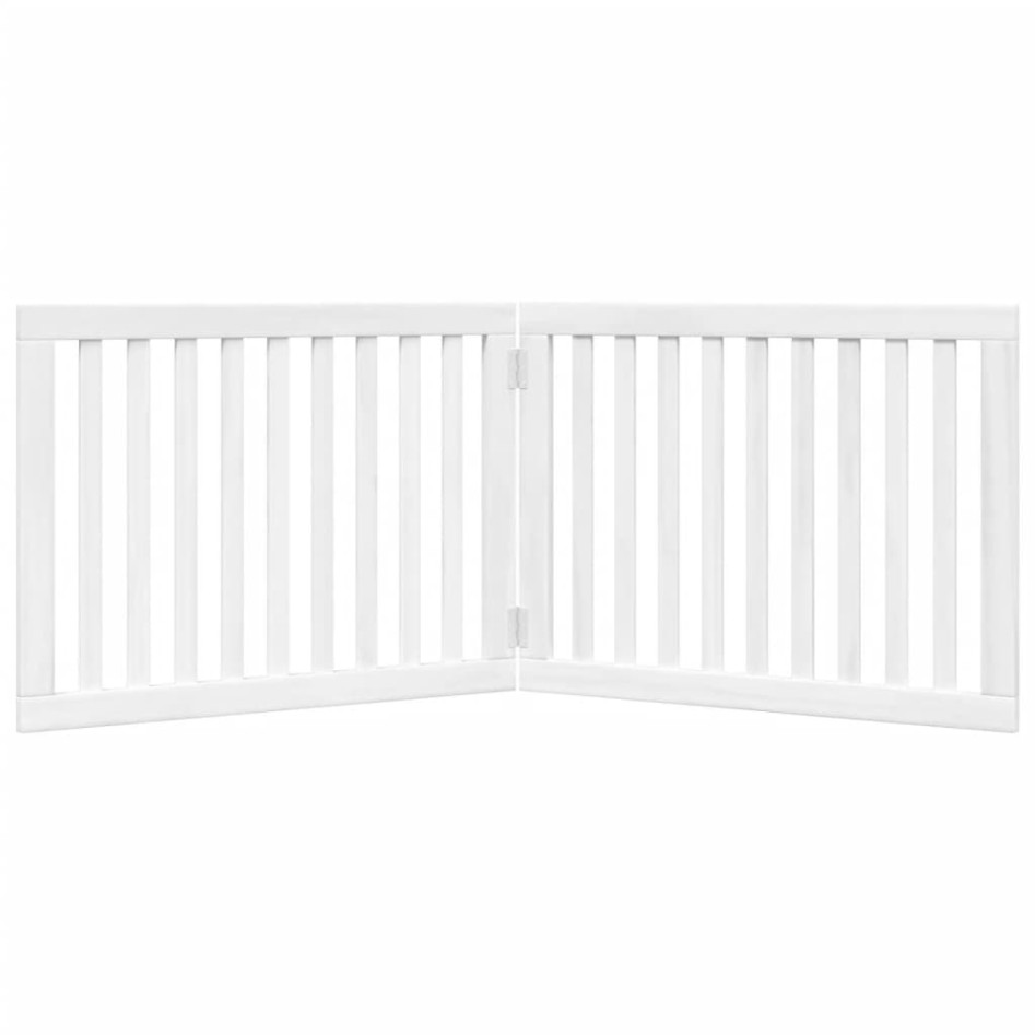 Puerta para perros plegable 2 paneles madera álamo blanca