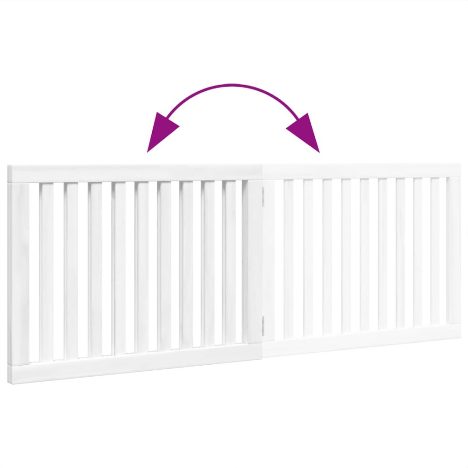 Puerta para perros plegable 2 paneles madera álamo blanca