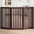 Puerta para perros plegable 3 paneles madera álamo marrón