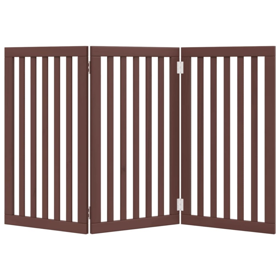 Puerta para perros plegable 3 paneles madera álamo marrón