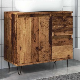Mueble de lavabo madera de ingeniería envejecida 65x33x60