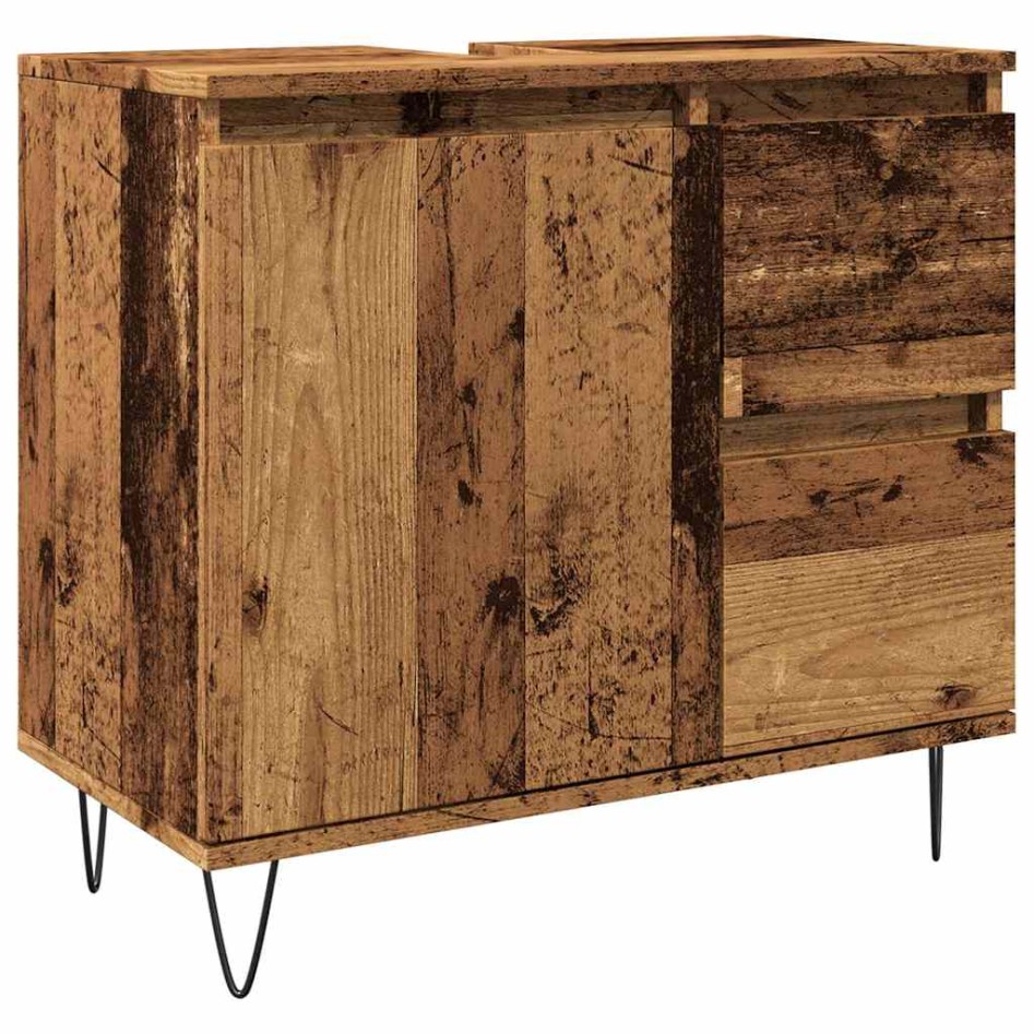 Mueble de lavabo madera de ingeniería envejecida 65x33x60