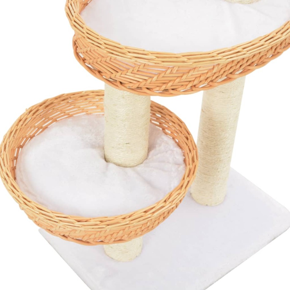 Rascador para gatos con poste de sisal madera natural de