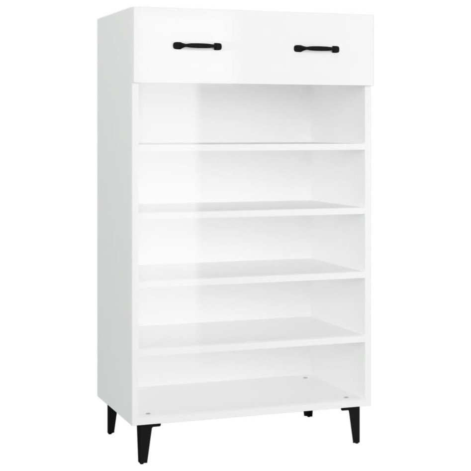 Mueble zapatero madera contrachapada blanco brillo 60x35x105