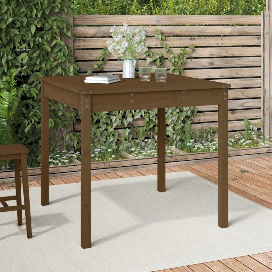 Mesa de jardín madera maciza pino marrón miel 82,5x82,5x76
