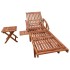 Tumbona ajustable con mesita madera maciza de