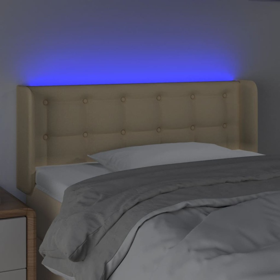 Cabecero con LED de tela crema 93x16x78/88
