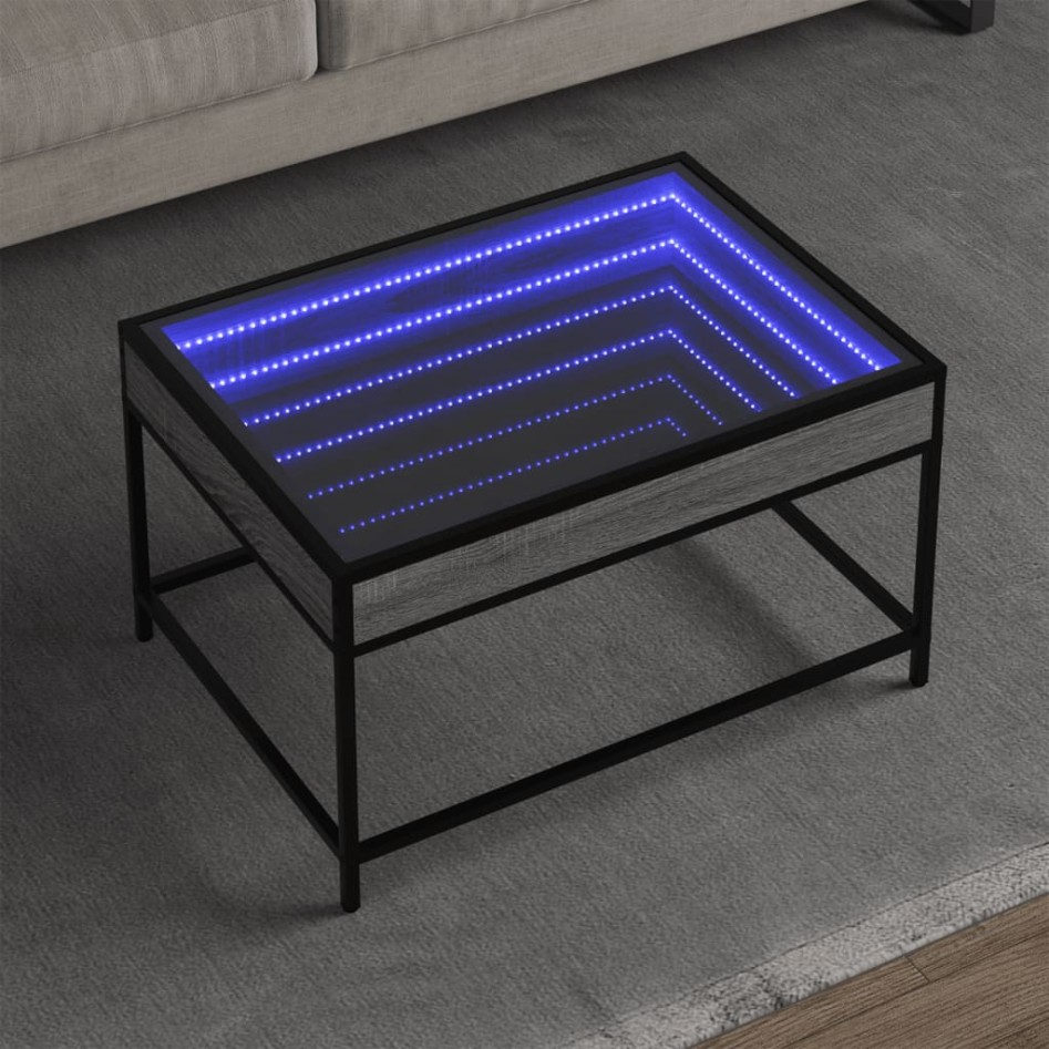 Mesa de centro con Infinity LED gris Sonoma 70x50x41