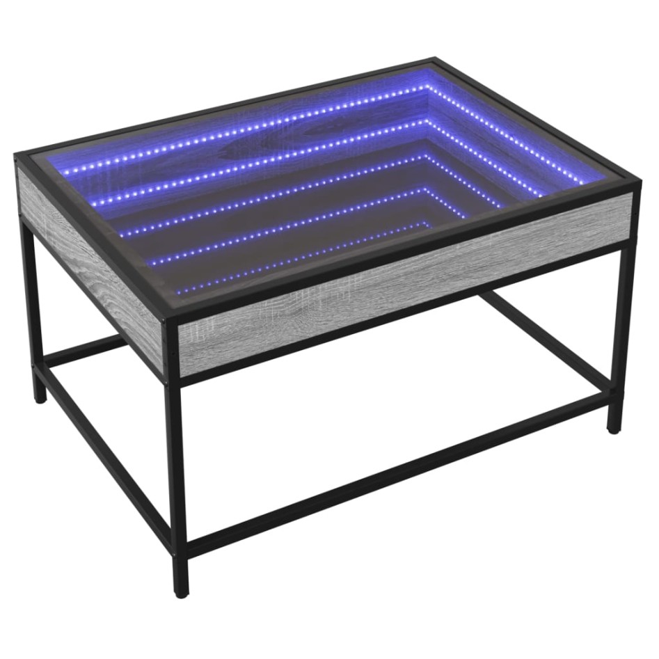 Mesa de centro con Infinity LED gris Sonoma 70x50x41