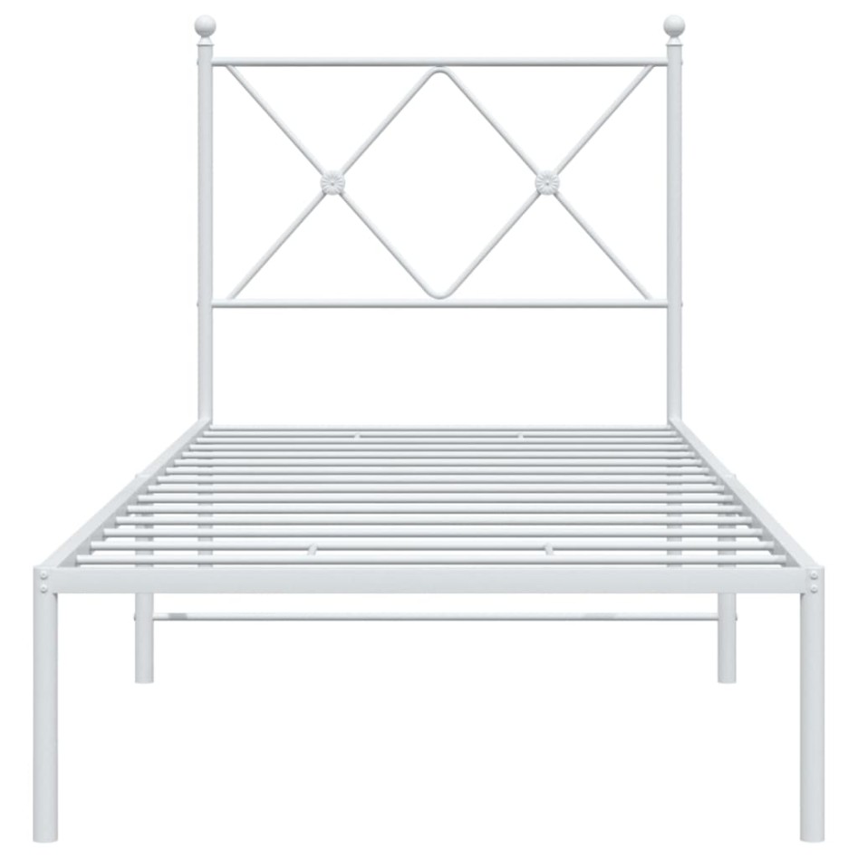 Estructura cama sin colchón con cabecero metal blanco 80x200