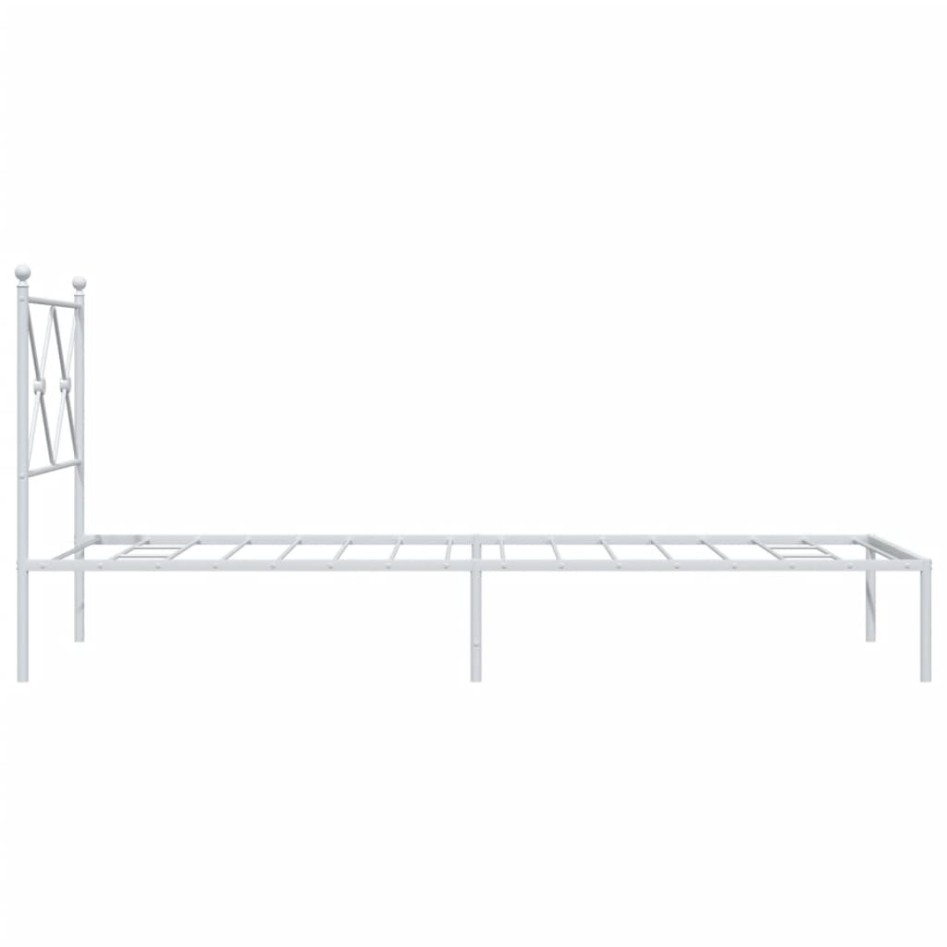 Estructura cama sin colchón con cabecero metal blanco 80x200