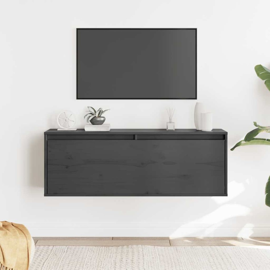 Armario de pared de madera maciza de pino gris 100x30x35