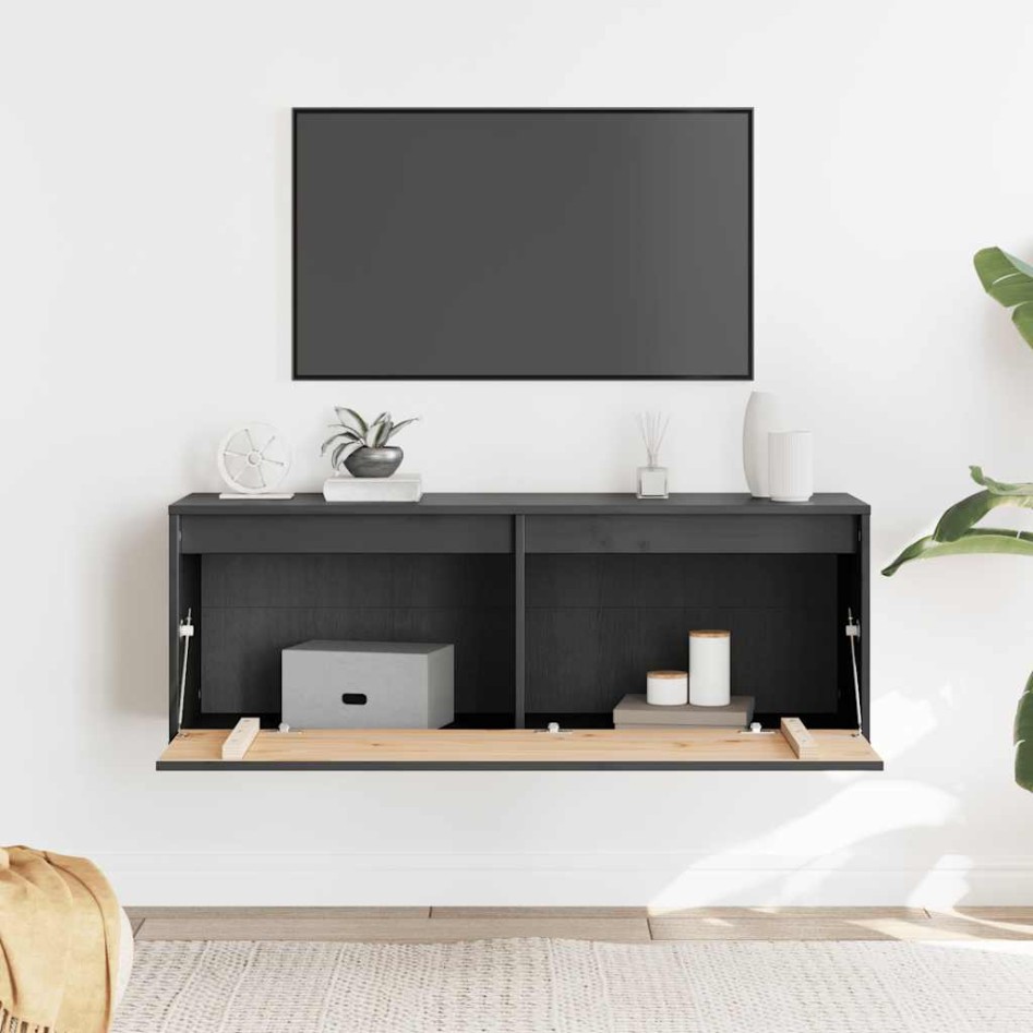 Armario de pared de madera maciza de pino gris 100x30x35