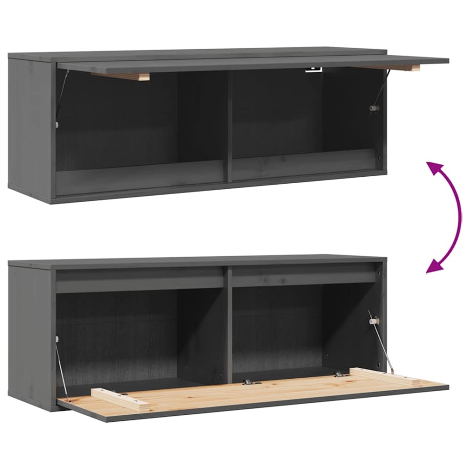 Armario de pared de madera maciza de pino gris 100x30x35