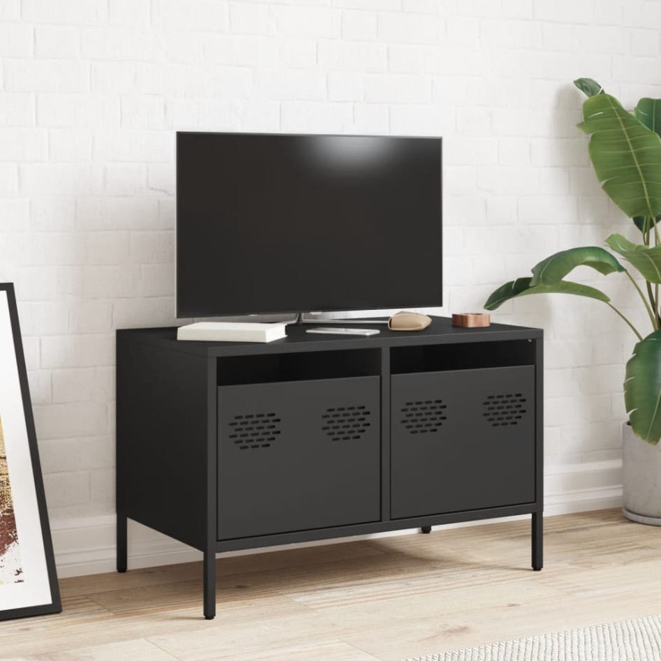 Mueble para TV acero laminado en frío negro 68x39x43,5