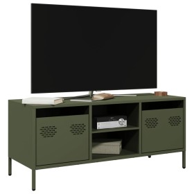 Mueble TV acero laminado en frío verde oliva 101,5x39x43,5