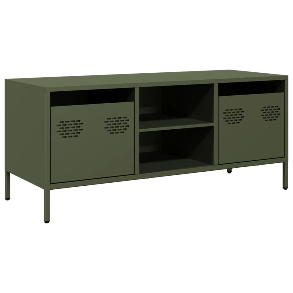 Mueble TV acero laminado en frío verde oliva 101,5x39x43,5