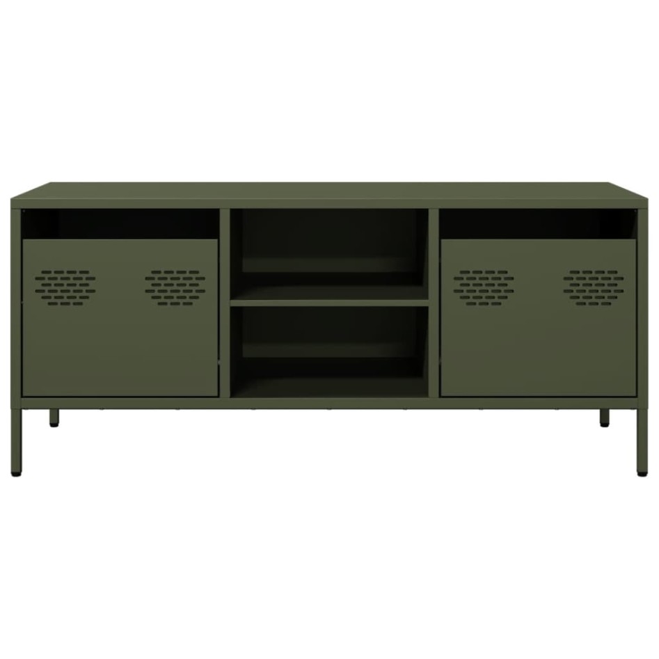 Mueble TV acero laminado en frío verde oliva 101,5x39x43,5