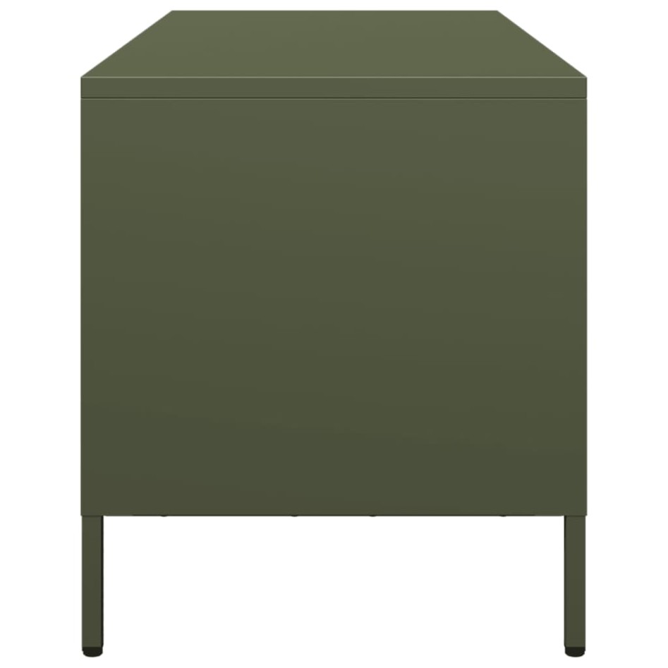 Mueble TV acero laminado en frío verde oliva 101,5x39x43,5