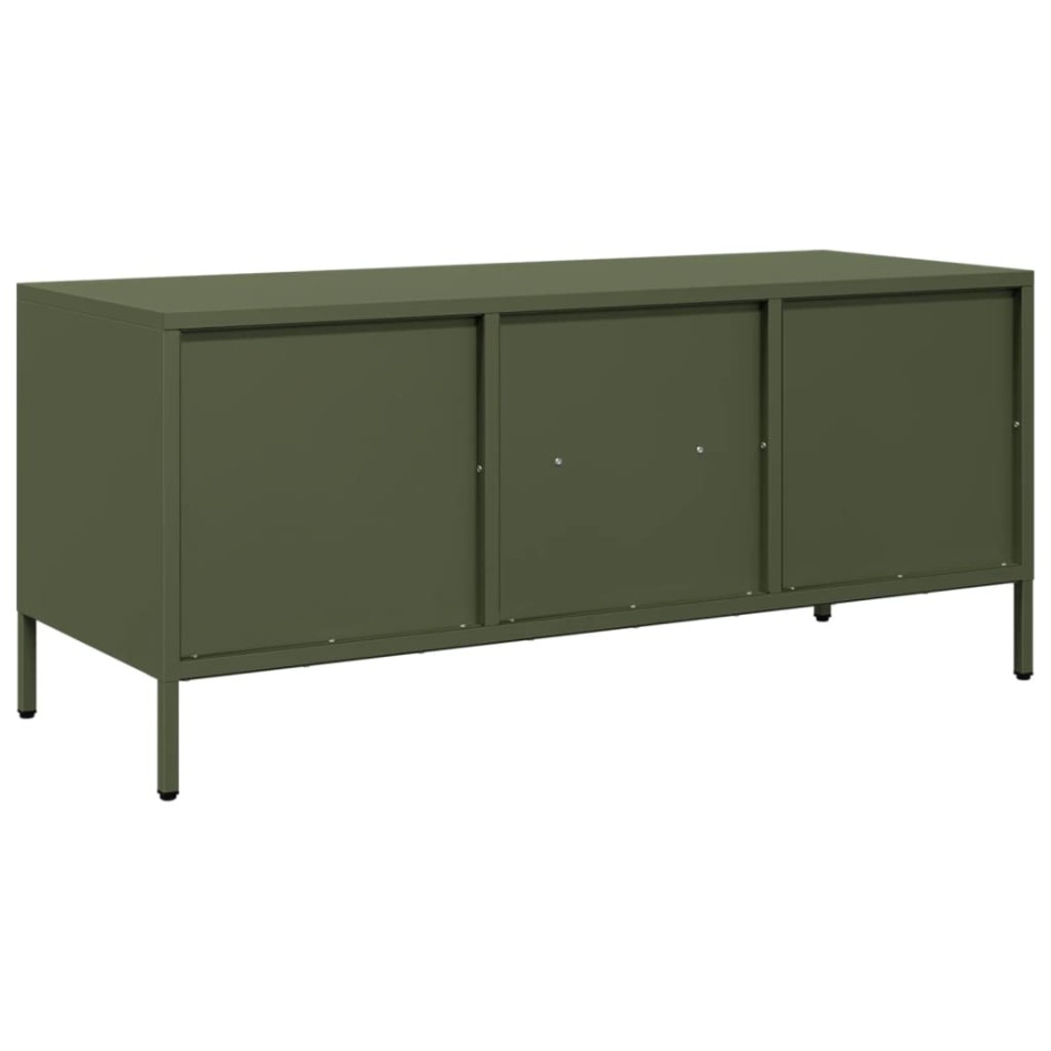 Mueble TV acero laminado en frío verde oliva 101,5x39x43,5