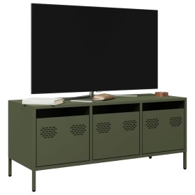 Mueble TV acero laminado en frío verde oliva 101,5x39x43,5