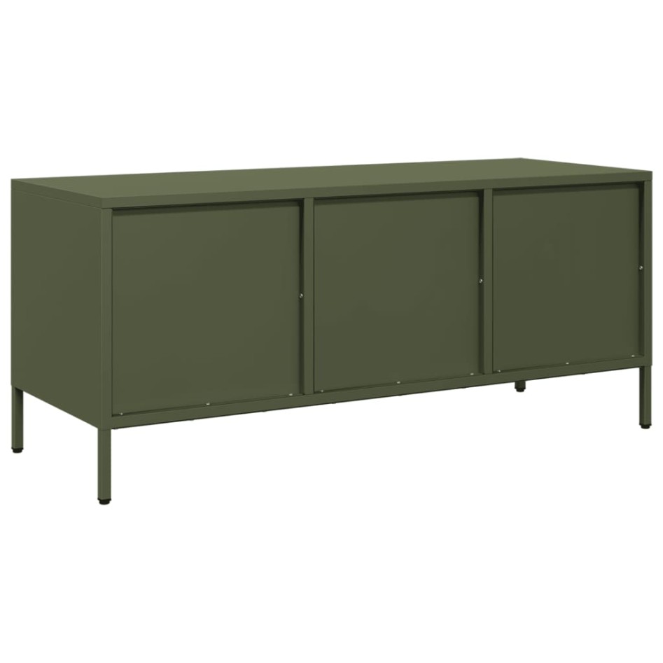 Mueble TV acero laminado en frío verde oliva 101,5x39x43,5