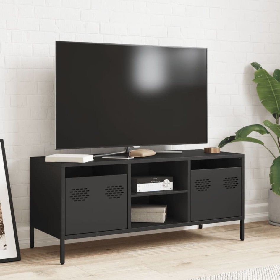 Mueble para TV acero laminado en frío negro 101,5x39x43,5