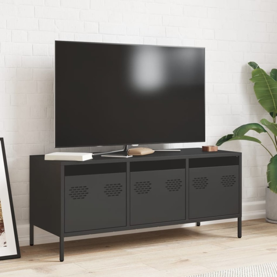 Mueble para TV acero laminado en frío negro 101,5x39x43,5