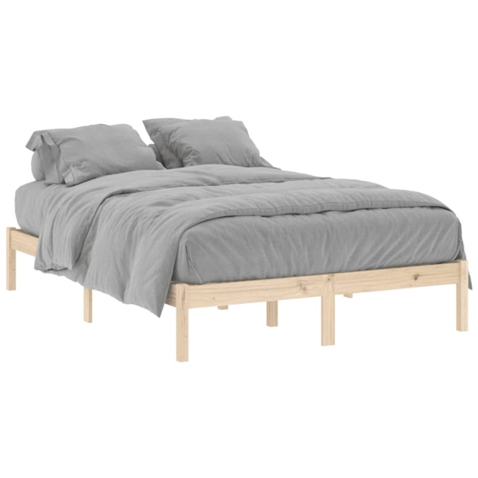 Estructura de cama sin colchón madera maciza de pino 137x190